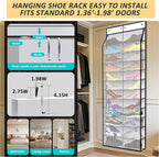 24-Pair Over Door Shoe Organizer for Family & Kids, Double Sided | Hanging Storage for Sneakers, Boots, Toys & Room Organization-Pearl White