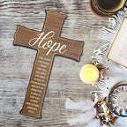 dsjaidh Cross Wall Decor - Wood Color Scripture Wooden Cross For Wall - Rustic Wooden Hanging Signs Easter Decor for Home Office Church Baptism - Christian Gifts for Men Women (Hope) - A04