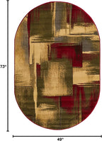 Unique Loom Barista Collection Area Rug - Timor (4' 1" x 6' 1" Oval, Multi/Red)