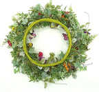 20" Artificial Spring Summer Wreath with Fake Butterflies,Eucalyptus Leaves,Daisy,Dry Vine Branches,Fern Leaves for Front Door Indoor Outdoor Farmhouse Wall Holiday Decor, White Gift Box Included