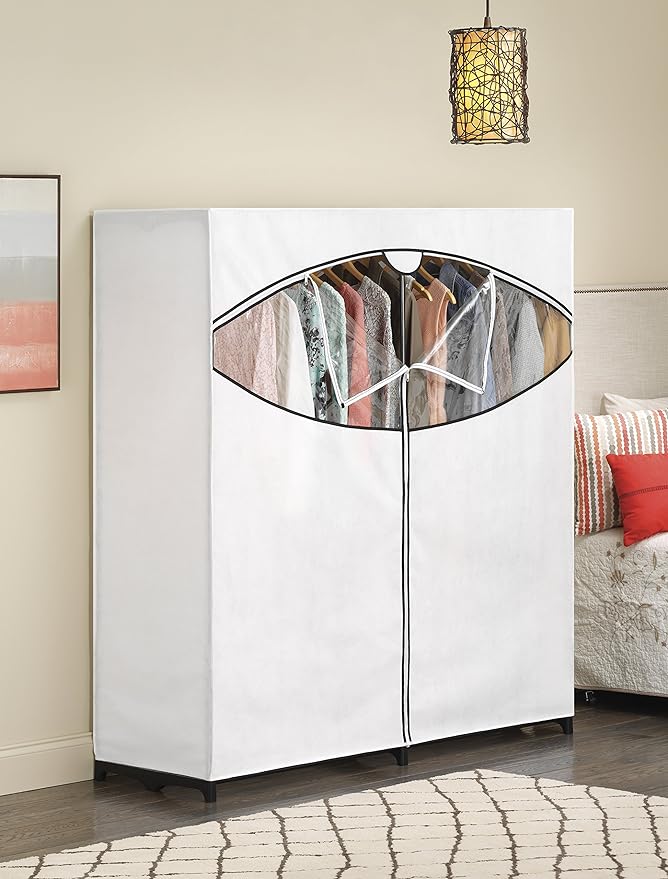 Whitmor 60-inch Extra-Wide Clothes Closet, 60” with White Cover