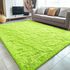 OLANLY 5x7 Machine Washable Large Area Rugs for Living Room, Bedroom, Soft Fluffy Shaggy Bedside Rug, Indoor Floor Carpet for Kids Girls and Boys, Dorms, Nursery, Home Decor Aesthetic, Lime Green