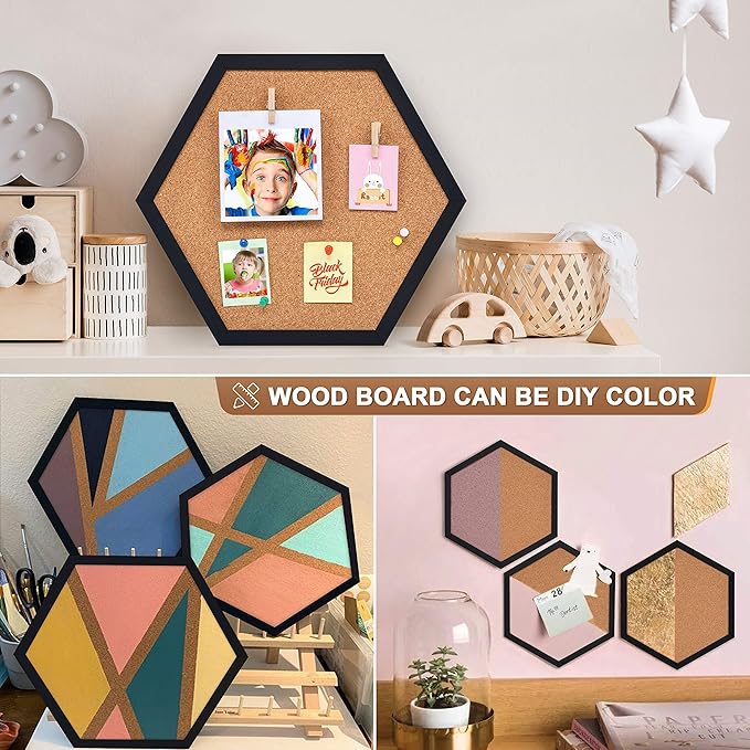 Facilife 4 Packs Cork Board,Corkboards for Wall,Small Cork Board Decorations,Cork Boards for Walls with Frame, Decorative for Office, School & Home