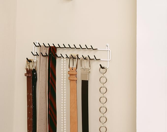 ClosetMaid Epoxy coated steel 8051 Tie and Belt Rack, White, 3.5