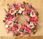 Peony Wreaths for Front Door | 23 inch Spring Front Door Wreath Summer Fall Wreaths for Outside Door or Window Decor