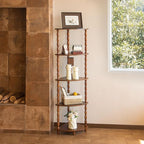 MaxSmeo Corner Shelf, 5-Tier Corner Bookshelf for Small Spaces, Stylish Corner Storage Display Shelves for Bedroom, Bathroom, Kitchen, Living Room (Rustic Brown)