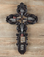 Eagrafts Decorative Resin Wall Cross With Encouraging Words and Phrases, Faux Iron Cross, Home Wall Decor