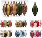JORNOY Finial Drop Christmas Ornaments for Tree Decorations, 150mm/6inch Shatterproof Plastic Hanging Large Tear Drop Baubles Bulk for Holiday Home Party Decor with String, 8 Pack, Earth Tone