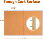 maxtek Large Cork Board 48 x 36 in, Bulletin Board for Walls, 4'x 3' Extra Aluminum Framed Corkboard, Foldable Wall Mounted Pin Memo Notice Cork Board for Office, Home Wall Display