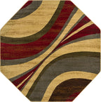 Unique Loom Barista Collection Area Rug - Ngada (6' 1" Octagon, Beige/Red)