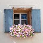 Artificial Flowers for Outdoor Spring Summer Decoration, 10 Bundles Fake Plastic Flower Plant, Faux Colorful Silk Morning Glory Eucalyptus for Outside Garden Porch Front Door Decor, Pink