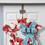 Haute Decor Adapt Adjustable Length Wreath Hanger with Interchangeable Icons (Oil Rubbed Bronze-Flag/Reindeer/Pumpkin/Fleur de lis) - 4 Wreath Hangers in 1 - Door Wreath Hanger for Every Season