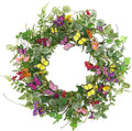20" Artificial Spring Summer Wreath with Fake Butterflies,Eucalyptus Leaves,Daisy,Dry Vine Branches,Fern Leaves for Front Door Indoor Outdoor Farmhouse Wall Holiday Decor, White Gift Box Included