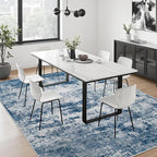 4x6 Area Rug Living Room Rug: Washable Modern Abstract Soft Thin Rug Indoor Floor No Slip Stain Resistant Carpet for Bedroom Dining Room Farmhouse Nursery Home Office - Blue