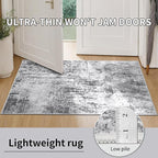 Ciicool Modern Abstract Area Rug 2x3 Washable Small Entryway Rugs, Non-Slip Low Pile Throw Rug Mat, Foldable Thin Kitchen Bathroom Rug, Grey Floor Carpet for Entrance Living Room Indoor Doormat