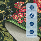 GarveeHome Forest Green Floral Botanical 2.5x8 Washable Kitchen Runner Rugs Non Slip Vintage Boho Cottage Long Rug for Hallways Bedroom Entryway Bathroom Mat with Rubber Back