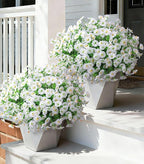 Ivydale 24 Bundles Artificial Flowers for Outdoors Spring Outside Decoration, Faux Silk Petunias White Fake Flowers Bluk Realistic UV Resistant Plants for Outdoor Planters Porch Patio Garden Yard Home