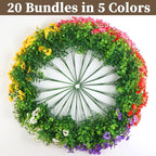 20 Bundles Artificial Fake Pansy Flowers for Outdoor - Yellow, White, Purple, Sunset red & deep pink Faux Pansies Flowers, Fake Flowers for Outdoor Planters, Porch, Garden, and Home Decoration