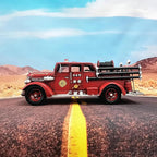 Truck Model Retro Fire Diecast Metal Miniature Vehicles Large Fire Fighting Truck Decor Home Antique Truck Decor Automotive Decor 16.4'' Long…