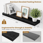 Fun Memories Bathroom Shelves 32 Inch Long Set of 2, Floating Shelves for Wall with Invisible Brackets, for Bedroom, Living Room, Kitchen, Black