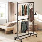 Simple Houseware Dual Bar Adjustable Garment Rack, Black, 72-inch Height