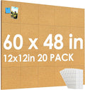 MaxGear 60" x 48" Large Cork Board for Wall, 20 Pack Cork Board Tiles with 40 Pushpins & Safe Removable Adhesive Tabs, 12" x 12" Corkboards for Office, School, Home