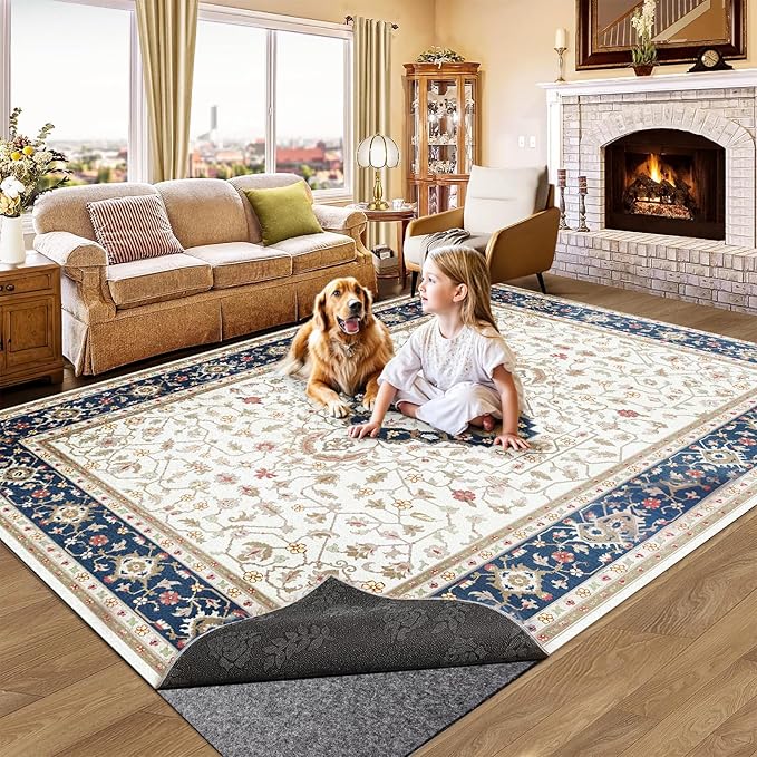 Non-Slip Rug Pads 1/4” Thick, 7x10Ft Waterproof Rugs Non Skid Rug Pad for All Floors and Finishes Durable Hardwood Floor Protective Felt Keeps Rugs in Place, Safe and Secure