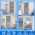 over the door shoe organizer,2025 upgraded,shoe organizer,35 Huge pockets,over door shoe organizer,Store size 13 shoes,shoe organizer,Strong material,hooks Suitable for various doors,Grey/black