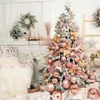 SLK 16-Pack Artificial Glitter Berry Stem Ornaments, Christmas Decorative Glittery Twigs, Picks, Branches for Tree, Wreath, Small Vase, Halloween Party (Rose Gold)