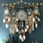 Set of 5 Boho, Hanging Large Boho Dream Catcher Macrame Wall Hanging Moon Dream Catcher Set Dream Catchers Wall Decor for Vintage Wedding Home Decorations (E)