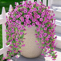 Artificial Hanging Flowers for Outdoors Fake Plants Decoration, 2 Packs Faux Silk Daisy Flower Realistic Outdoor Flowers UV Resistant Porch Patio Window Yard Indoor Spring Decor(Purple)