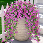 Artificial Hanging Flowers for Outdoors Fake Plants Decoration, 2 Packs Faux Silk Daisy Flower Realistic Outdoor Flowers UV Resistant Porch Patio Window Yard Indoor Spring Decor(Purple)