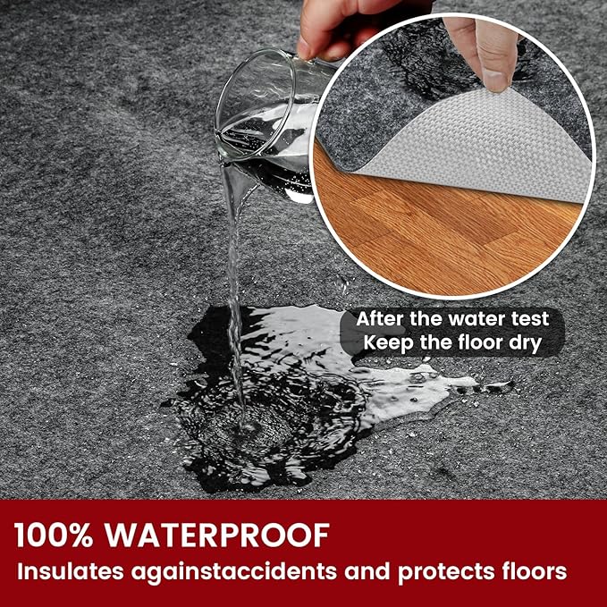 Waterproof Rug Pad, 4x4 ft Area Rug Non-Slip Carpet Pad, Non-Slip Rug Pads for All Floors and Finishes, Felt Pad for Hardwood Floors, Keeps Carpets in Place Soft and Safe