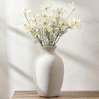 Large Ceramic Rustic Flower Vase, 10.43 Inch Tall Vintage Pottery Home Decor, Antique Farmhouse Terracotta Vase for Living Room, Shelf, Table, Mantel Decoration, Farmhouse - Off-White