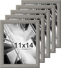 KTKDE 11x14 Picture Frame Set of 5, Wooden frames Grey, Vertical & Horizontal Wall Hanging for Wall Display,Studio Gallery Photo Frame for Photos, Posters & Art Prints