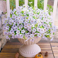 Artificial Faux Flowers Plants for Outdoors Spring Summer Decoration,12 Bundles Realistic Fake Plants Silk Daisy Flowers UV Resistant Greenery for Outside Planters Front Porch Patio Garden Home(White)