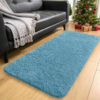 OLANLY 2x4 Machine Washable Runner Rugs for Hallway, Soft Fluffy Shaggy Bedside Rugs for Bedroom, Living Room, Indoor Floor Carpet for Kids Girls and Boys, Home Decor Aesthetic, Slate Blue