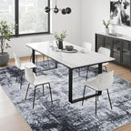6x6 Area Rug Living Room Rug: Washable Modern Abstract Soft Thin Rug Indoor Floor No Slip Stain Resistant Carpet for Bedroom Dining Room Farmhouse Nursery Home Office - Dark Black