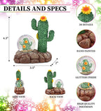 CoTa Global Cactus Snow Globe - Magical Rainbow Water Globe Figurine with Sparkling Glitter, Collectible Novelty Ornament for Home Decor, for Birthdays, Christmas, and Valentine - 45mm