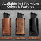 Buffalo Leather Magazine Holder - IWB/OWB Convertible - Right/Left Handed for Men and Women - Premium Mag Belt Pouch - Compatible with Glock & Sig
