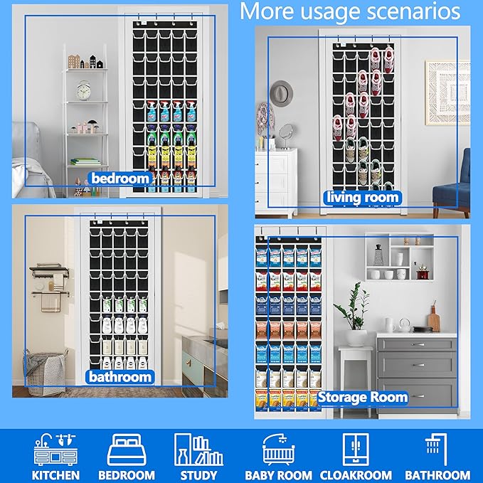 over the door shoe organizer,2025 upgraded,shoe organizer,35 Huge pockets,over door shoe organizer,Store size 13 shoes,shoe organizer,Strong material,hooks Suitable for various doors,black/white