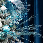 SLK 16-Pack Artificial Glitter Berry Stem Ornaments, Christmas Decorative Glittery Twigs, Picks, Branches for Tree, Wreath, Small Vase, Halloween Party (LightBlue)