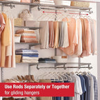 Rubbermaid Configurations Deluxe Custom Closet Kit 4-8 Ft. Adjustable Metal Wire Shelving Titanium Finish Expandable Organization System Hardware Included for Home Closet/Pantry/Laundry/Mudroom