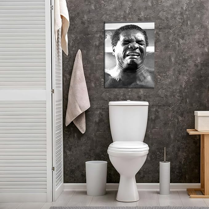 Framed Funny Bathroom Canvas Wall Art Set of 2 - Black and White Vintage Comedy Movies Posters, Funny Toilet Humour Smell Wall Decor Prints for Bathroom Decor 12x16in