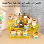 ELEGANTLIFE Acrylic Display Risers Set of 4, 4-Level Tiered Display Stands for Cupcakes, Small Figures & Jewelry, Compact Countertop Display Shelf, Multiple Colors Available (Light Yellow (Translucent))