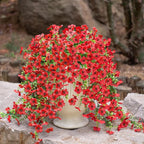 Artificial Hanging Flowers for Outdoors Fake Plants Decoration, 2 Pcs Faux Silk Daisy Flower Realistic Outdoor Flowers UV Resistant Porch Patio Window Yard Indoor Spring Decor(Red)