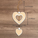 Sun&Beam Heart-Shaped Wooden Decorative 2Pcs Hanging Handmade Hearts Ornaments for Wedding Party Valentine Christmas Home Decoration Car Décor (K-#5, 2Pcs)