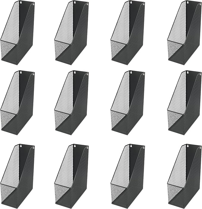 YBM HOME Mesh Steel Magazine File Holder (12, Black)
