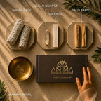Anima Premium Energy Cleansing Set – White Sage Smudge Sticks, Palo Santo Sticks, Clear Quartz & Selenite Crystal with Smudge Bowl for Crystals & Home Cleansing, Meditation & Manifestation