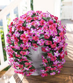 HyeFlora Artificial Flowers for Outdoors, 2pcs Faux Hanging Morning Glory Silk Fake Flowers Lifelike Artificial Plants UV Resistant Flowers for Outside Planter Patio Garden Porch Decor (Fuchsia)